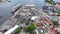 Bergen, Norway. Drone Shot of Harbor, Cruise Ship and Cargo Terminal 60fps