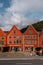 Bergen Norway The iconic old wooden warehouses at Bryggen with lots of people