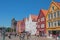 Bergen, Norway - Jul 10, 2018: Pedestrian zone in quarter Bryggen