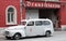 BERGEN, NORWAY - may 15, 2012: Vintage Volvo car of fire brigade of Bergen in front of the building of brandstation