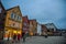 BERGEN, NORWAY: Scenic view of Bryggen, the Hanseatic commercial buildings lining at eastern side of the Vagen harbou