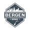 Bergen Norway Travel Stamp Icon Skyline City Design Tourism Seal Vector.