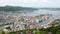 Bergen is the second-largest city in Norway. The view from the height of bird flight. Wooden houses and tiled roofs