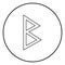 Berkana rune birch birth icon outline black color vector in circle round illustration flat style image