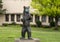 Berlin Bear Statue in Fair Park wearing a mask during the Coronavirus pandemic in Dallas, Texas.