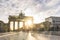 Berlin Brandenburg gate at sunset, long exposure