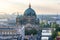 Berlin Cathedral Berliner Dom on Museum island and Spree river at sunset, Germany