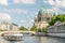 Berlin Cathedral at famous Museum Island with excursion boat river