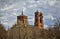 Berlin church with cloudscape