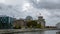 Berlin city reichstag riverside zoom in view,people tourist,glass dome,timelapse