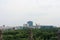 Berlin cityscape in summer with Deutsche Bahn building, Sony Center and Tiergarten view from rooftop of Reichstag.