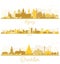 Berlin, Dresden and Leipzig Germany City Skyline Silhouettes with Golden Buildings Isolated on White