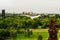 Berlin, Germany: Aerial view of Berlin Tiergarten public park and Victory Column -Berliner Siegessaeule and the bell tower, view