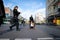 Berlin, Germany - April 24, 2023: Protesters from the group Last Generation sitting on the street and blocking traffic