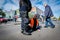 Berlin, Germany - April 24, 2023: Protesters from the group Last Generation sitting on the street and blocking traffic