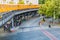 BERLIN, GERMANY - AUGUST 9, 2017: Elevated track off Berlin U-Bahn metro near station Schlesisches To