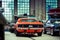 BERLIN, GERMANY - July 2017: Oldtimer Garage with Plymouth Barracuda and Ford Mustang