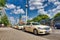 BERLIN, GERMANY - JULY 24, 2016: Taxis along city streets. Berlin attracts 15 million tourists annually