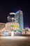 BERLIN, GERMANY, MARCH 12, 2015: night view of world clock with park inn hotel behind it situated on alexanderplatz in