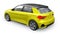 Berlin. Germany. May 12, 2022. Audi A1 S-line 2021. Compact urban premium car in a dark yellow hatchback on a white