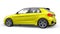 Berlin. Germany. May 12, 2022. Audi A1 S-line 2021. Compact urban premium car in a dark yellow hatchback on a white