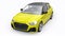 Berlin. Germany. May 12, 2022. Audi A1 S-line 2021. Compact urban premium car in a dark yellow hatchback on a white