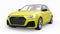 Berlin. Germany. May 12, 2022. Audi A1 S-line 2021. Compact urban premium car in a dark yellow hatchback on a white