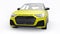 Berlin. Germany. May 12, 2022. Audi A1 S-line 2021. Compact urban premium car in a dark yellow hatchback on a white