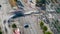 Berlin, Germany - May,2019: Time-lapse top view of Berlin city centre, crossroad movement from above.
