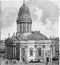 Berlin Germany the neue Kirche and new church Franzosischer Dom or Deutscher Dom / Illustration from Brockhaus Konversations-Lex