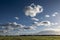 BERLIN, GERMANY, OCTOBER 20, 2017: Cloudscape view on Tempelhof Fields in Berlin with unidentified visitors.