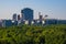 Berlin, Germany - Panoramic view of the Groser Tiergarten park and modern architecture of Potsdamer Platz square with German Film