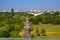 Berlin, Germany - Panoramic view of the Groser Tiergarten park with modern House of the Worldâ€™s Cultures - Haus der Kulturen Der
