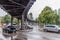 BERLIN, GERMANY - SEPTEMBER 1, 2017: Elevated track of Berlin U-Bahn metro near station Schlesisches To