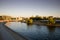 Berlin, Germany. Spree riverside and government buildings by sunset