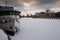 Berlin, Germany in winter. Spree river embankment in Friedrichshain