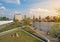 Berlin panorama - East Side Gallery, river Spree and Oberbaum B