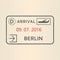 Berlin passport stamp. Travel by plane visa or immigration stamp. Vector illustration