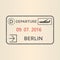 Berlin passport stamp. Travel by plane visa or immigration stamp. Vector illustration