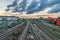 Berlin railway tracks with TV Tower in background