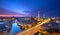 Berlin Skyline City Panorama with blue sky sunset and traffic - famous landmark in Berlin, Germany, Europe