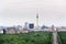 Berlin summer skyline aerial view of Brandenburger Tor - Brandeburg gate and television tower Fernsehturm