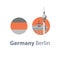 Berlin symbol, Brandenburg gate and tower, Germany travel destination, famous landmark, tourism concept, round flag