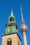 Berlin - The tower of Marienkirche church and the Fernsehturm