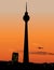 Berlin TV tower agaist sunset sky