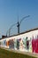 Berlin Wall with graffiti and television tower