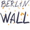 Berlin wall text isolated on white with orange bricks.  handwritten. Lettering design. Postcard, mug, stationery design