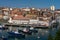 BERMEO, SPAIN - FEBRUARY 12, 2022: Panoramic view of the Fishing port of Bermeo in a sunny day, Basque Country, Spain
