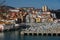 BERMEO, SPAIN - FEBRUARY 12, 2022: Panoramic view of the Fishing port of Bermeo in a sunny day, Basque Country, Spain