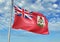 Bermuda flag waving with sky on background realistic 3d illustration